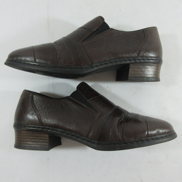 Rieker Dana Anti Stress Brown Leather Loafer Shoes - Picture 3 of 8